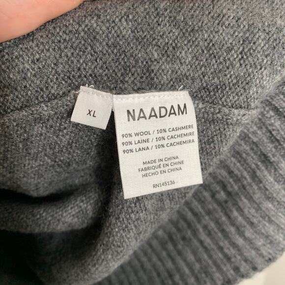 Naadam Mockneck Wool Blend Sweater Men Grey XL Cashmere Wool - Picture 14 of 15